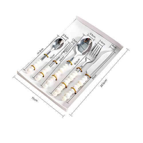 Bestekset met Parels – Elegante Handgrepen – RVS – Voor Diner of Feest