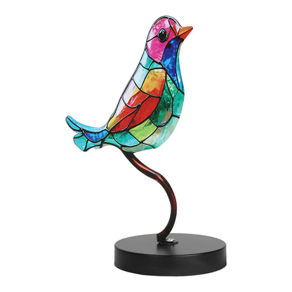Kleurige Vogelbeeld – Gebeitst Metaalontwerp – Gedetailleerd handwerk – Voor interieurdecoratie