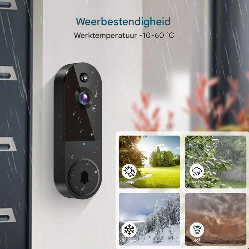 Slimme Deurbel – 1080p HD Beveiliging – Met Bewegingsdetectie en Tweeweg Audio