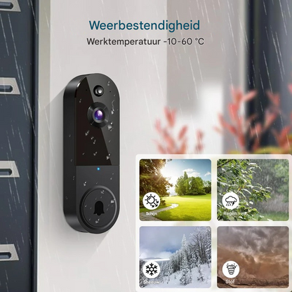 Slimme Deurbel – 1080p HD Beveiliging – Met Bewegingsdetectie en Tweeweg Audio
