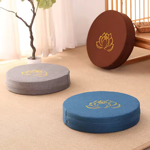 Meditatiekussen – Rond zitkussen – Lotusmotief