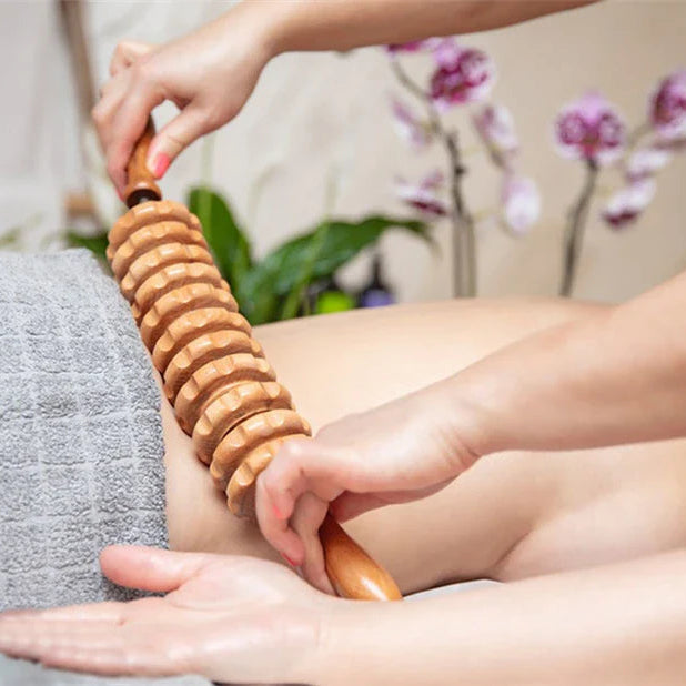 Houten Massage Roller – Verstelbaar – Voor rug, benen en schouders