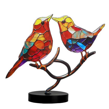 Kleurige Vogelbeeld – Gebeitst Metaalontwerp – Gedetailleerd handwerk – Voor interieurdecoratie