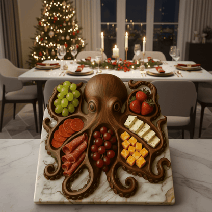 Octopus Geitenkaas en Fruit Plateau – Handgemaakt Houten Design