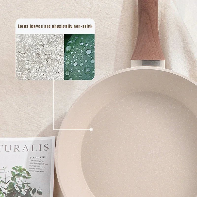 Koekenpan met Houten Handvat – Non-stick Coating – Voor Koken en Bakken