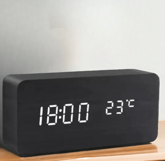 Digitale Klok – Temperatuurweergave – Houten Design – Voor Bureau