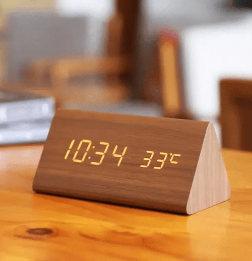 Digitale Klok – Temperatuurweergave – Houten Design – Voor Bureau