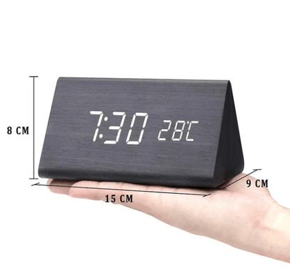 Digitale Klok – Temperatuurweergave – Houten Design – Voor Bureau