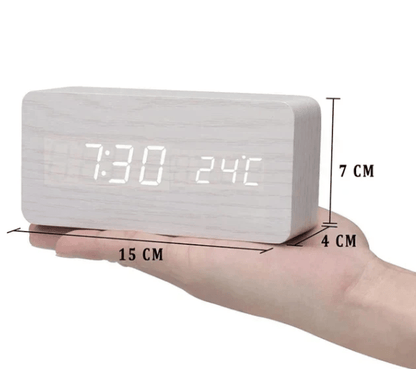 Digitale Klok – Temperatuurweergave – Houten Design – Voor Bureau