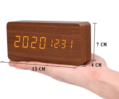 Digitale Klok – Temperatuurweergave – Houten Design – Voor Bureau