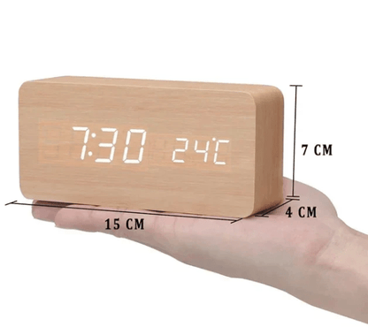 Digitale Klok – Temperatuurweergave – Houten Design – Voor Bureau