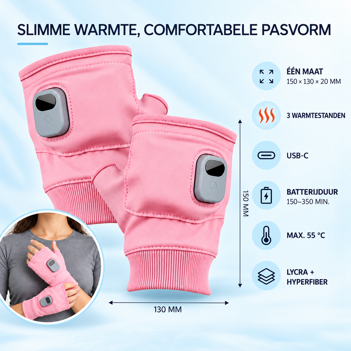 Fittershape Draagbare Verwarmde Handschoenen – draadloos & oplaadbaar