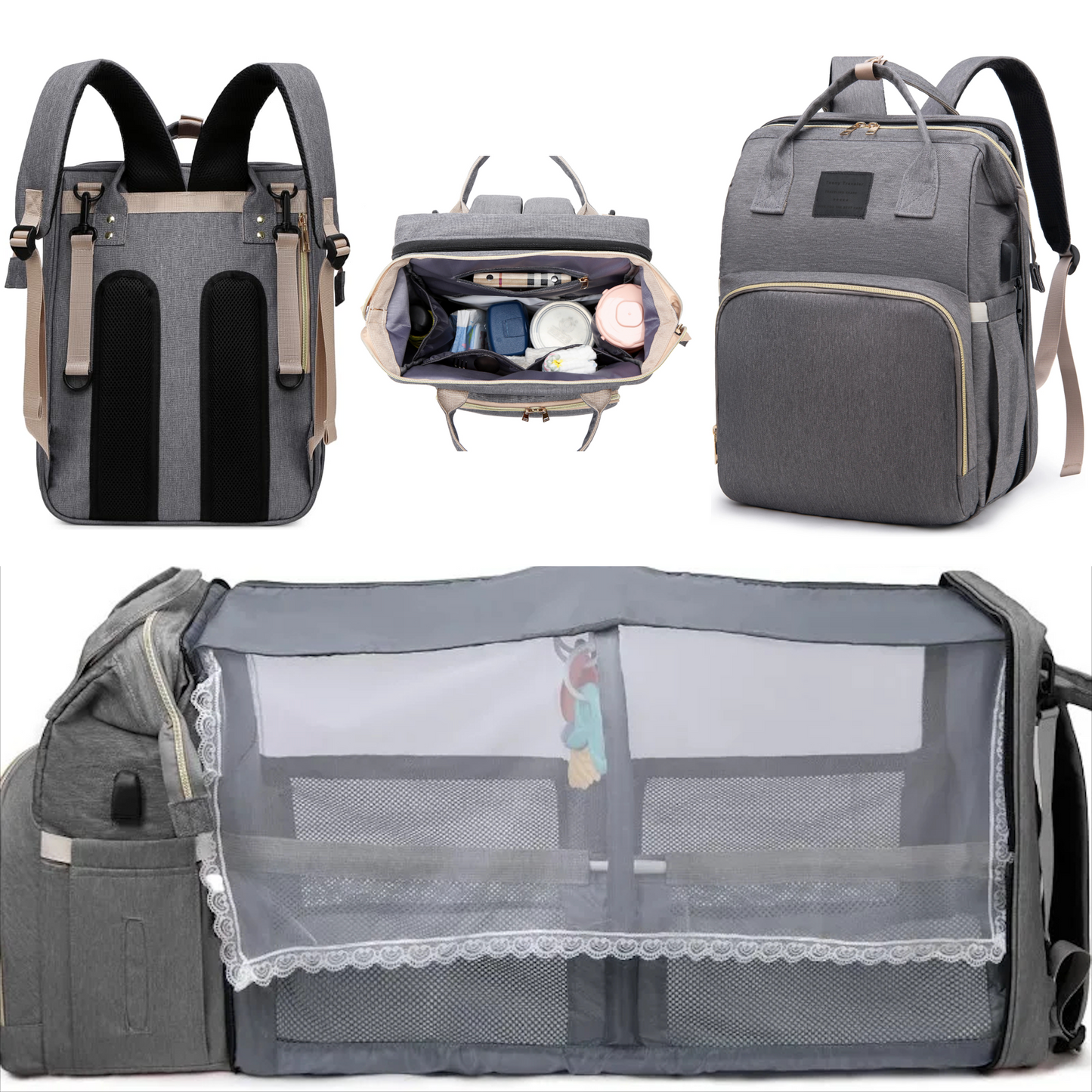 Baby rugzak – geïsoleerde flessenhouders – opbergvakken – voor ouders en babyverzorging