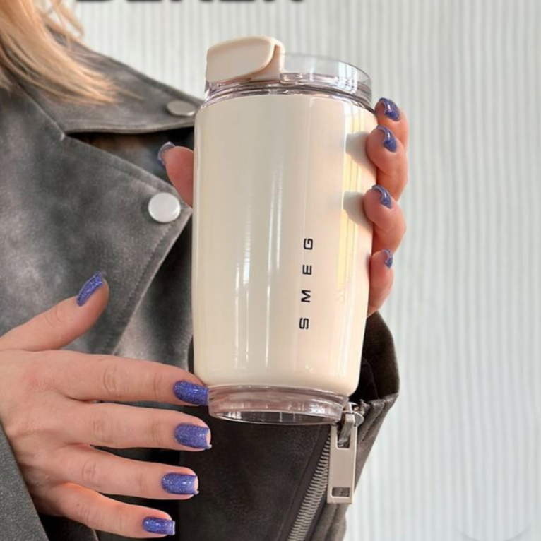 Smeg drinkbeker – roestvrij staal – lekvrij deksel – voor onderweg