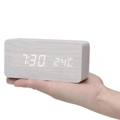 Digitale Klok – Temperatuurweergave – Houten Design – Voor Bureau