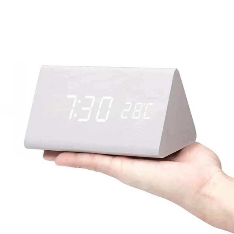 Digitale Klok – Temperatuurweergave – Houten Design – Voor Bureau