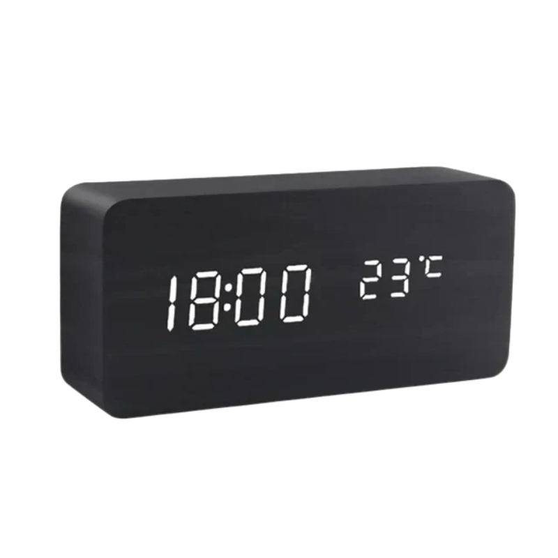 Digitale Klok – Temperatuurweergave – Houten Design – Voor Bureau