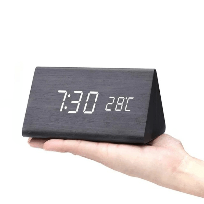 Digitale Klok – Temperatuurweergave – Houten Design – Voor Bureau