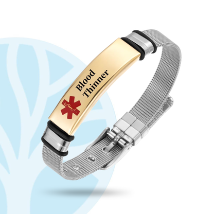 Fittershape Medical Alert ID Bracelet – roestvrij staal voor heren & dames