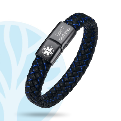 Fittershape Diabetes Bracelet – medische alertheid met lederen band