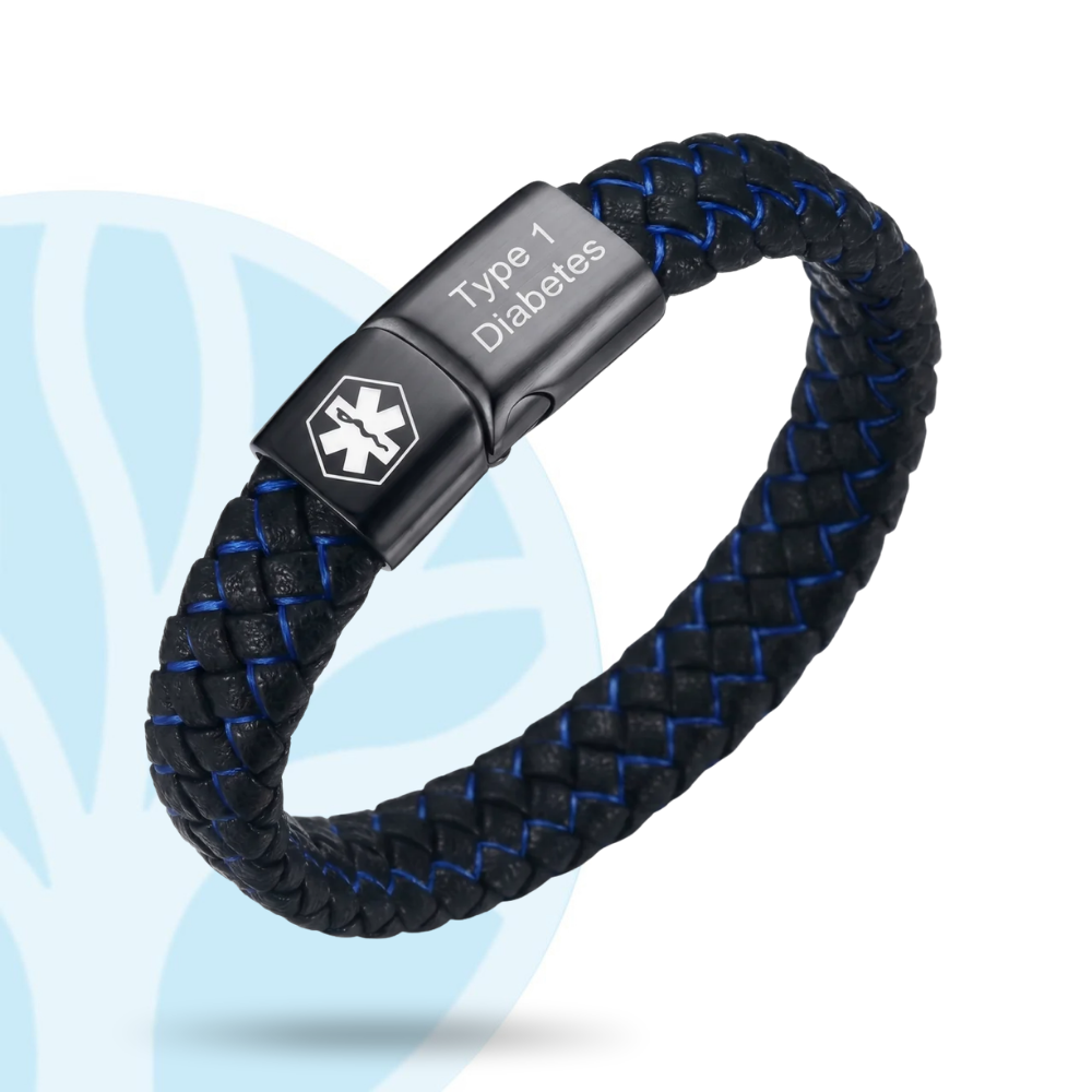 Fittershape Diabetes Bracelet – medische alertheid met lederen band