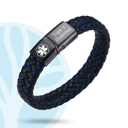 Fittershape Diabetes Bracelet – medische alertheid met lederen band