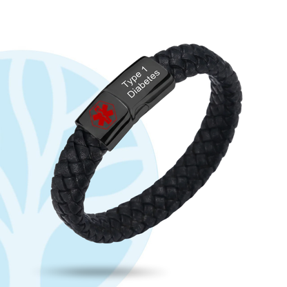 Fittershape Diabetes Bracelet – medische alertheid met lederen band