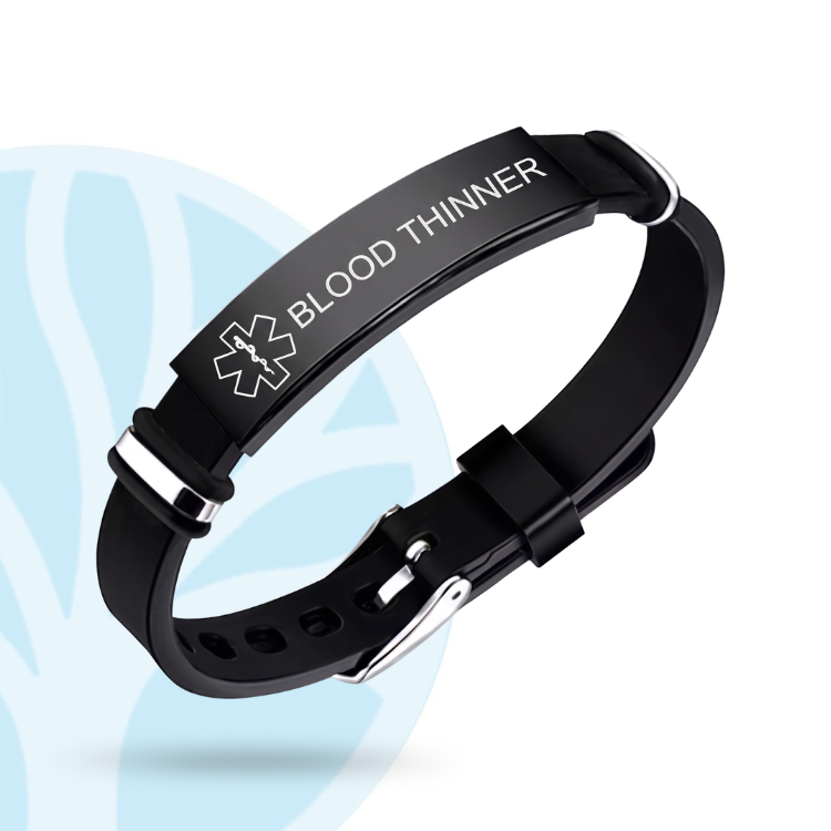 Fittershape Blood Thinner Medical Alert Bracelet – roestvrij staal & silicone voor dames