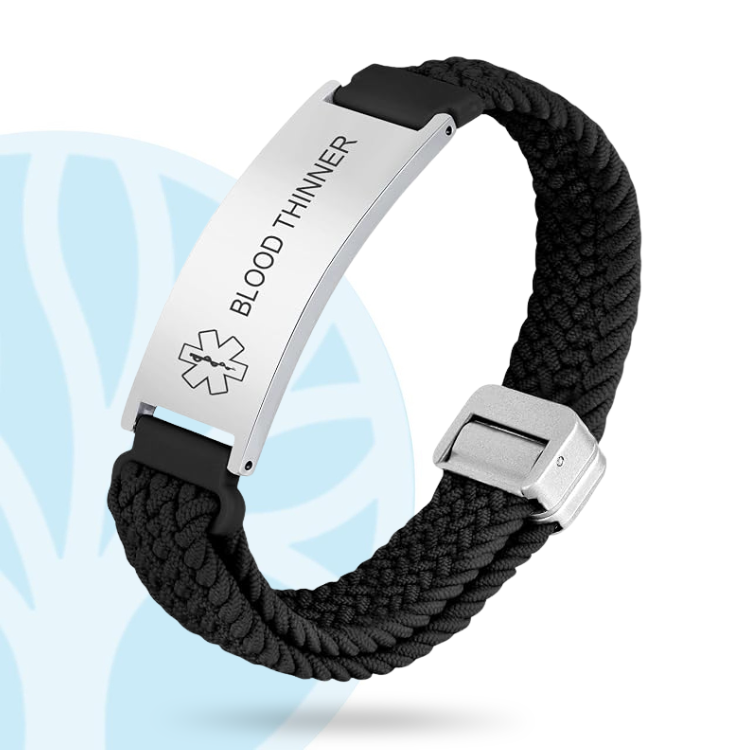 Fittershape Blood Thinner Medical Alert Bracelet – verstelbaar & waterbestendig