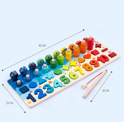 Educatief Houten Puzzelspel – Cijfers, Vormen en Dieren – Voor Kinderen