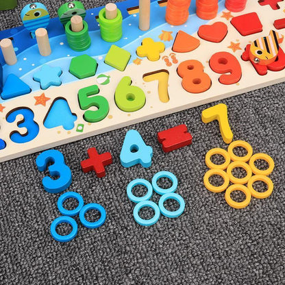 Educatief Houten Puzzelspel – Cijfers, Vormen en Dieren – Voor Kinderen