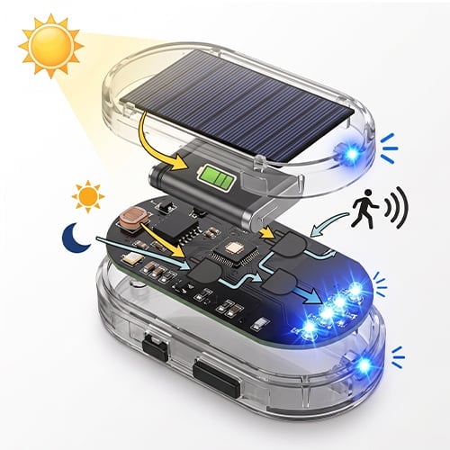 Fittershape Solar LED Nepautoalarm – met bewegingssensor