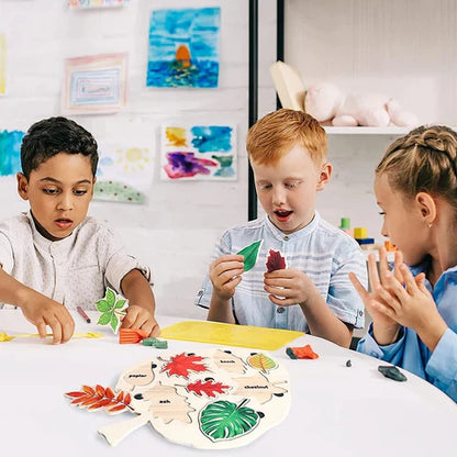 Houten Bladeren Puzzel – Educatief – Voor Kinderen – Met Bladherkenning