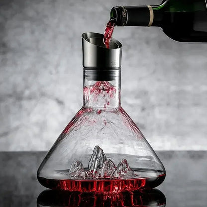 Wijnkaraf – Glas met metaalafwerking – Voor decanteren van wijn