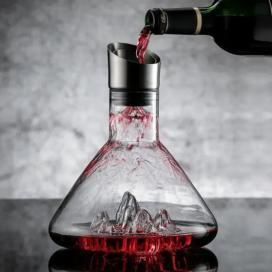 Wijnkaraf – Glas met metaalafwerking – Voor decanteren van wijn