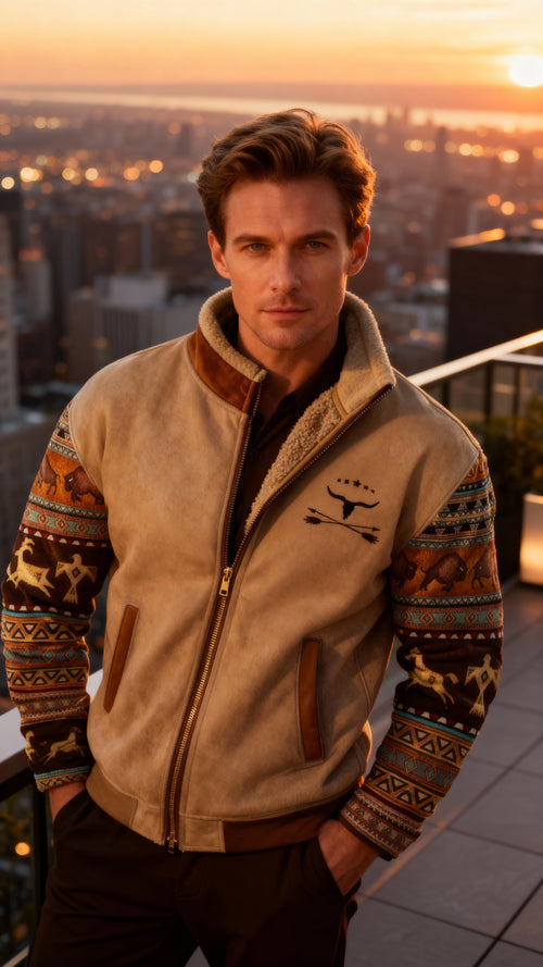 Gevoerde Jas – Tribal Patroon – Met Rits – Voor Mannen