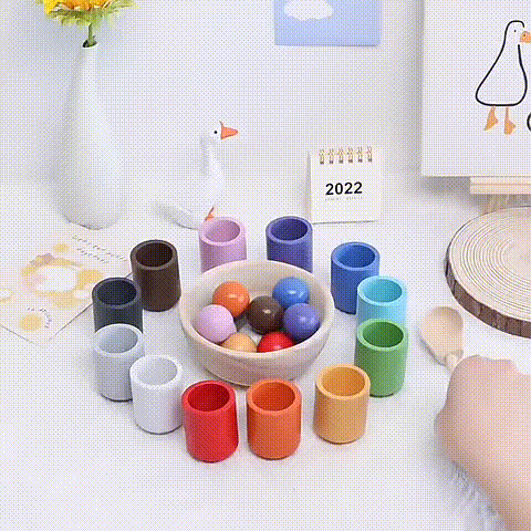 Houten Stapelspeelgoed – Kleurherkenning – Voor Kinderen – Met Houten Lepel