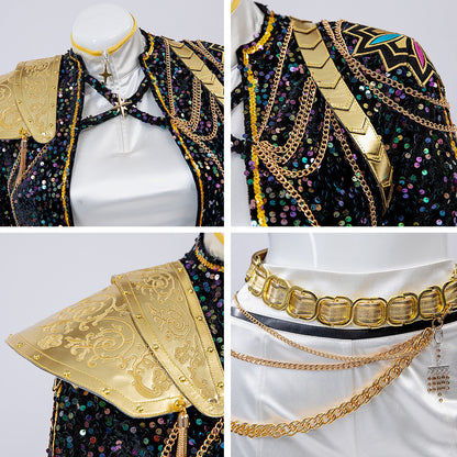 Glitter Halloween kostuum voor meisjes – zwart-gouden details – voor feest