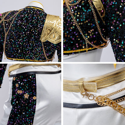 Glitter Halloween kostuum voor meisjes – zwart-gouden details – voor feest