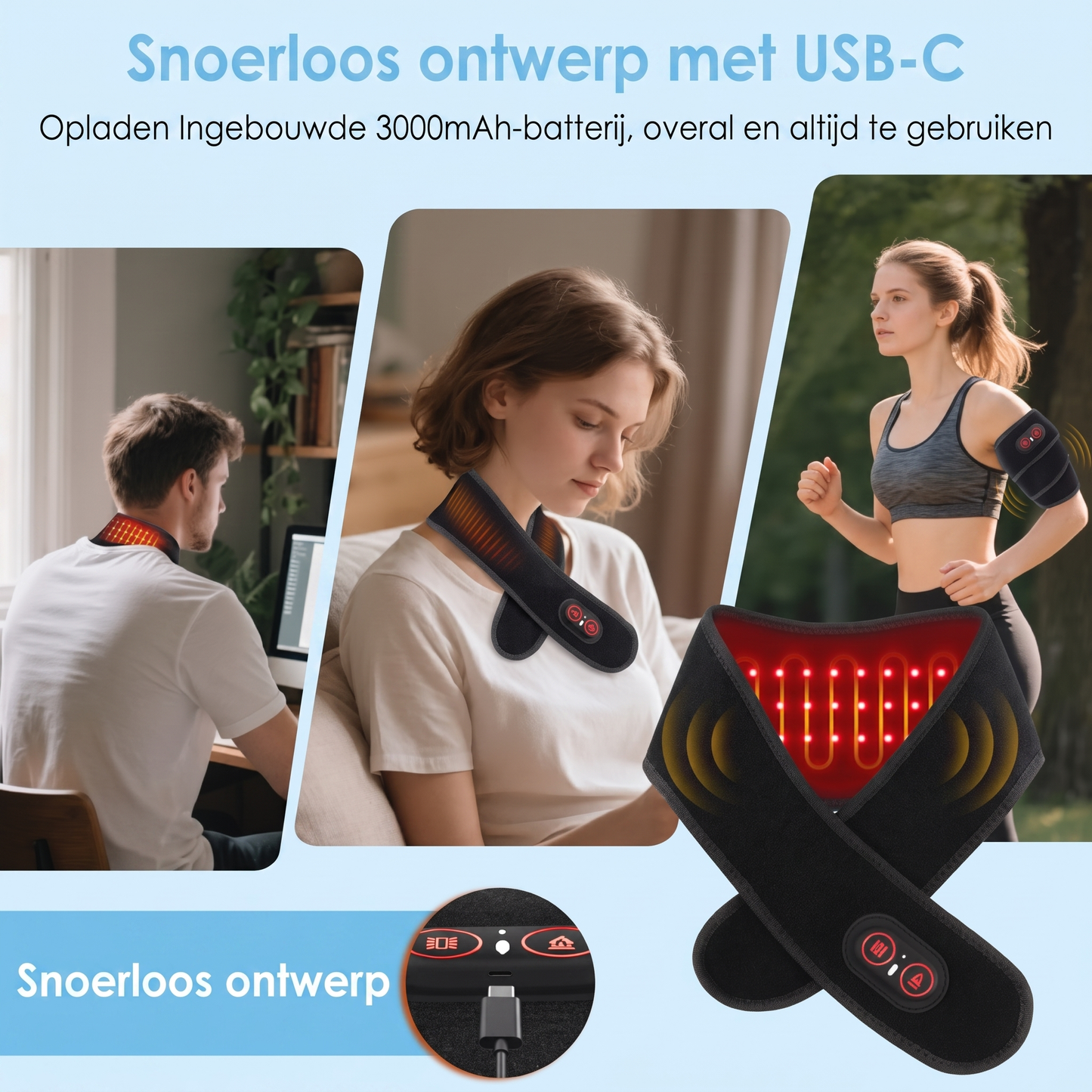 Fittershape Cordless Neck Massager – met warmte & roodlichttherapie
