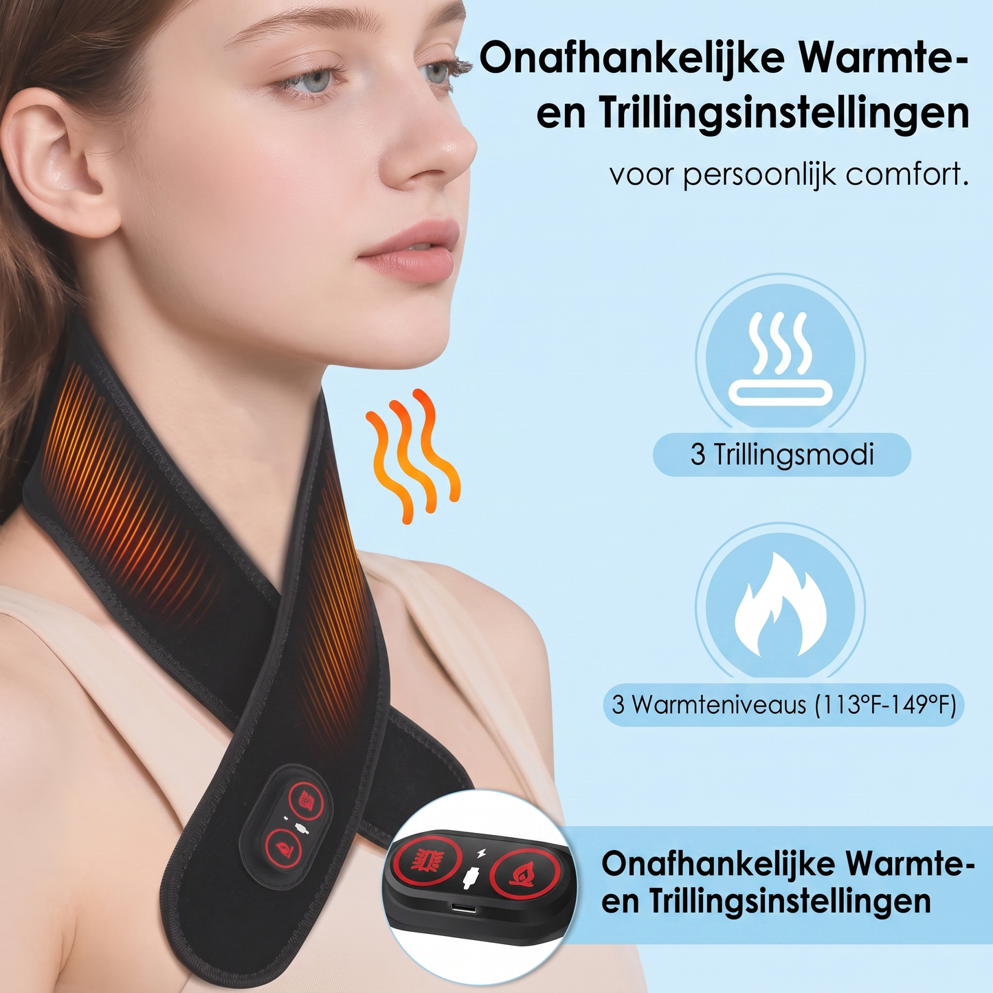 Fittershape Cordless Neck Massager – met warmte & roodlichttherapie