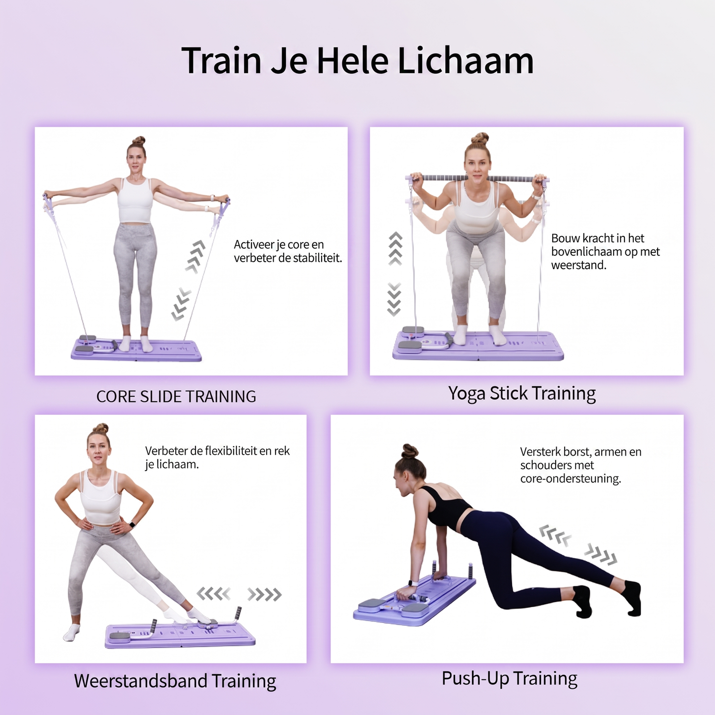 Fittershape Foldable Pilates Board – 4-in-1 thuistrainer