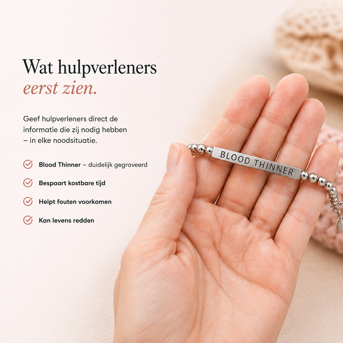 Fittershape Blood Thinner Slim Bracelet – medische alertheid & stijl