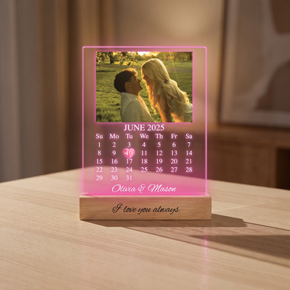 Fittershape Personalised Acrylic LED Night Light – met foto & kalender