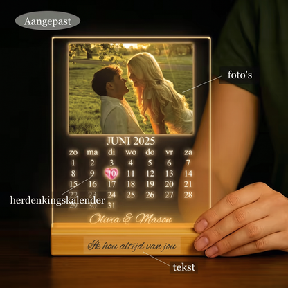 Fittershape Personalised Acrylic LED Night Light – met foto & kalender