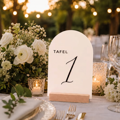 Fittershape Custom Acrylic Wedding Table Sign – gepersonaliseerd tafelnummer