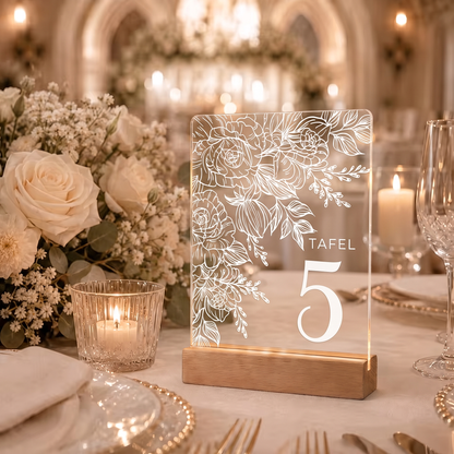 Personalized Acrylic Wedding Table Number Sign Custom Table Name Plate Bride Groom Reception Party Event Decoration DisplayStand