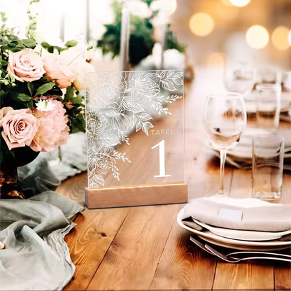 Personalized Acrylic Wedding Table Number Sign Custom Table Name Plate Bride Groom Reception Party Event Decoration DisplayStand