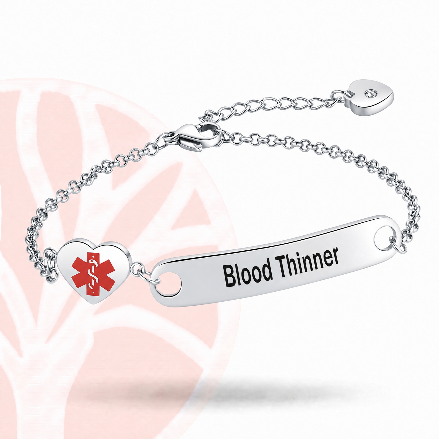 Fittershape Heart Medical Alert ID Bracelet – roestvrij staal voor dames