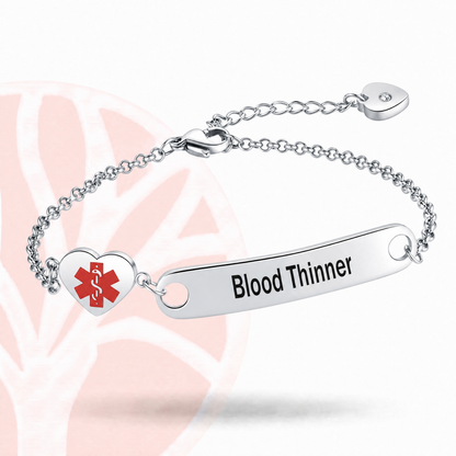 Fittershape Heart Medical Alert ID Bracelet – roestvrij staal voor dames